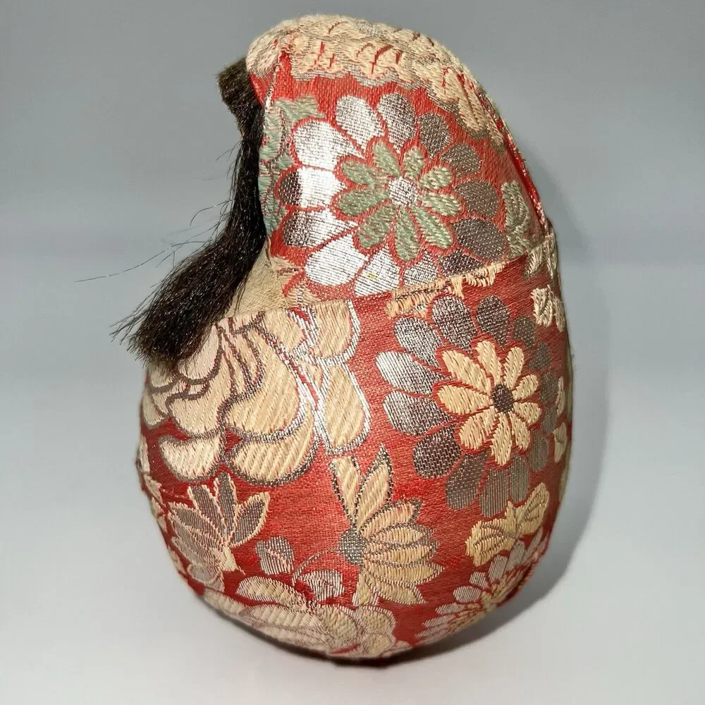 Vintage Handmade Empress Hime-Daruma Ginger Jar Wedding Doll Silk Pleated Kimono